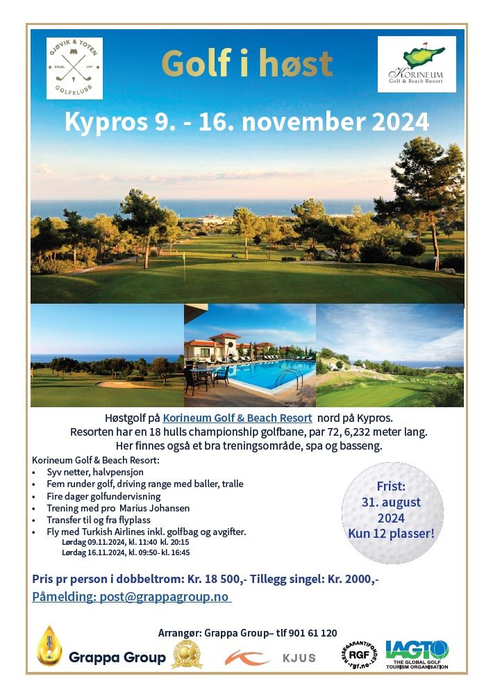Bli med til vakre Korineum Golf & Beach Resort i november - Gjøvik og ...